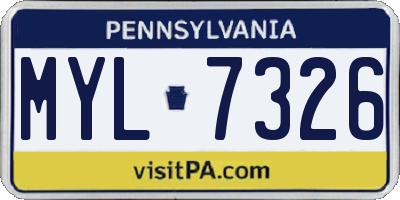 PA license plate MYL7326