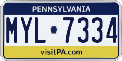 PA license plate MYL7334