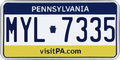 PA license plate MYL7335