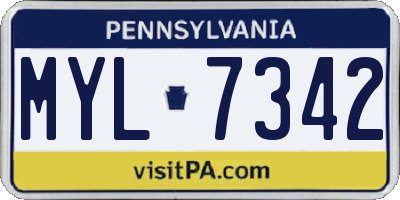 PA license plate MYL7342