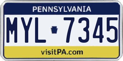 PA license plate MYL7345