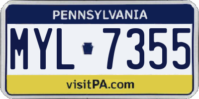 PA license plate MYL7355