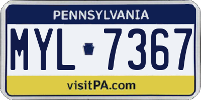 PA license plate MYL7367