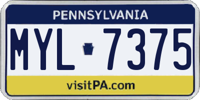 PA license plate MYL7375