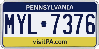 PA license plate MYL7376