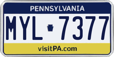 PA license plate MYL7377