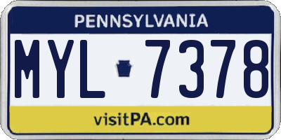 PA license plate MYL7378