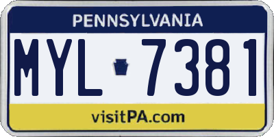 PA license plate MYL7381