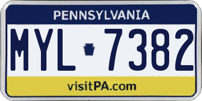 PA license plate MYL7382