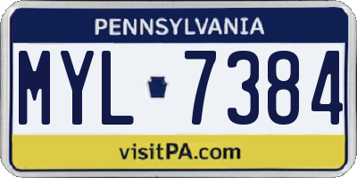 PA license plate MYL7384