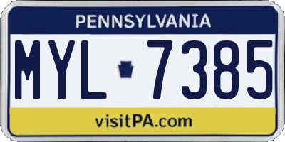 PA license plate MYL7385