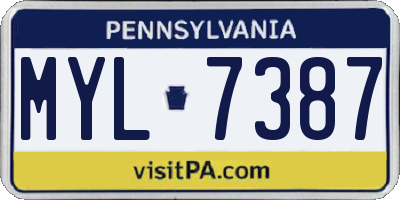 PA license plate MYL7387