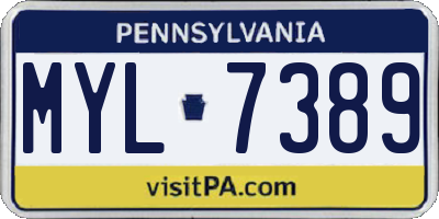 PA license plate MYL7389