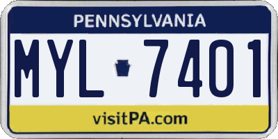 PA license plate MYL7401