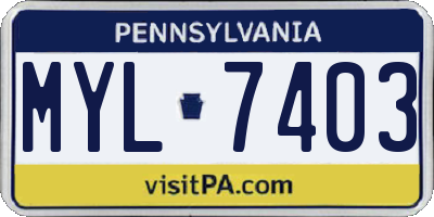 PA license plate MYL7403