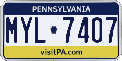 PA license plate MYL7407