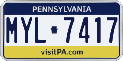 PA license plate MYL7417