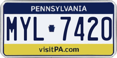 PA license plate MYL7420