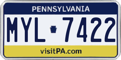 PA license plate MYL7422