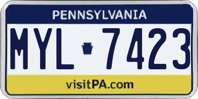 PA license plate MYL7423