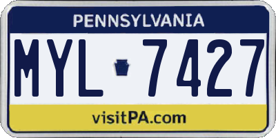 PA license plate MYL7427