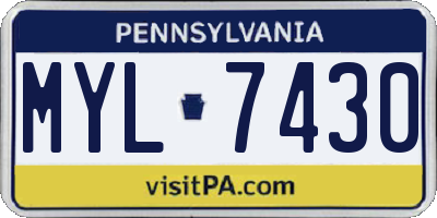 PA license plate MYL7430