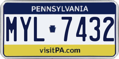 PA license plate MYL7432