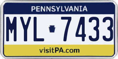PA license plate MYL7433