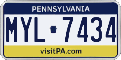 PA license plate MYL7434