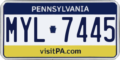 PA license plate MYL7445