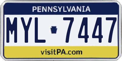 PA license plate MYL7447