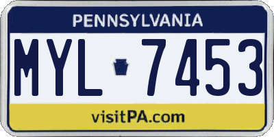 PA license plate MYL7453