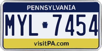 PA license plate MYL7454