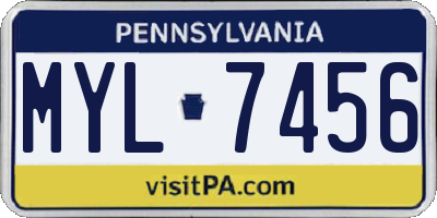 PA license plate MYL7456
