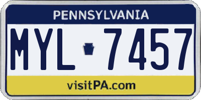 PA license plate MYL7457