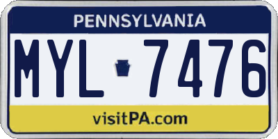 PA license plate MYL7476