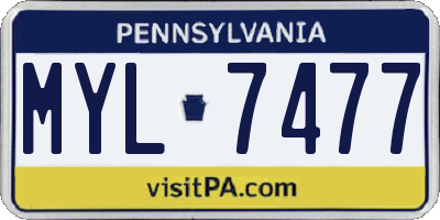 PA license plate MYL7477
