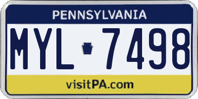 PA license plate MYL7498