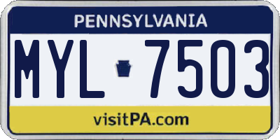 PA license plate MYL7503