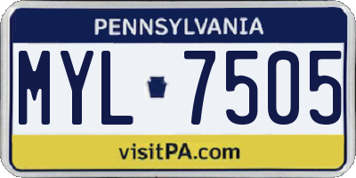 PA license plate MYL7505