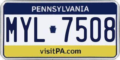 PA license plate MYL7508