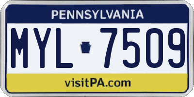 PA license plate MYL7509