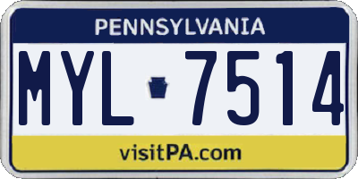 PA license plate MYL7514