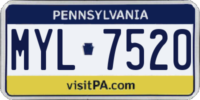 PA license plate MYL7520
