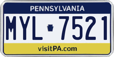 PA license plate MYL7521