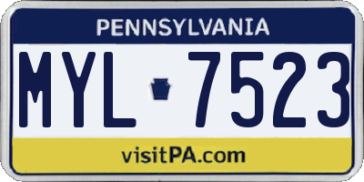 PA license plate MYL7523
