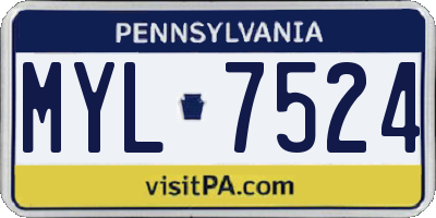 PA license plate MYL7524