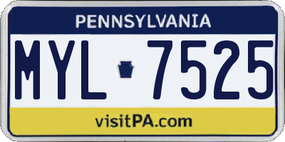 PA license plate MYL7525