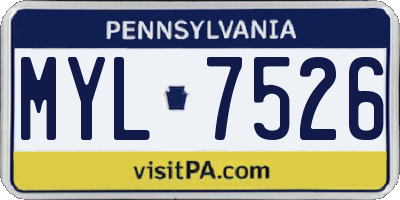 PA license plate MYL7526