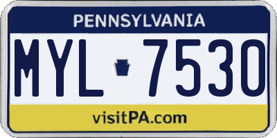 PA license plate MYL7530